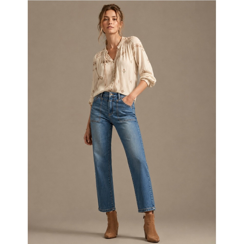 Anthropologie‎ Pilcro and the Letterpress Jeans 27 Blue Slim Straight Boyfriend
